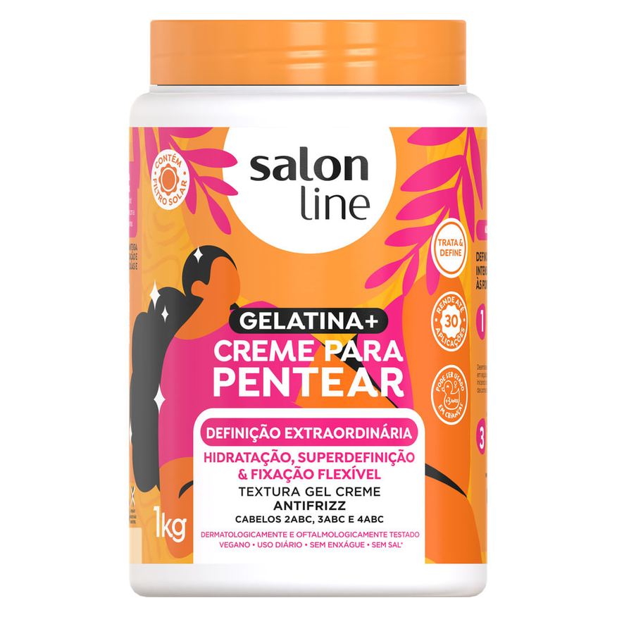 Salon Line Creme Antifrizz Solon Line Condicionador Gelatina + Definicao Extraordinaria 1kg