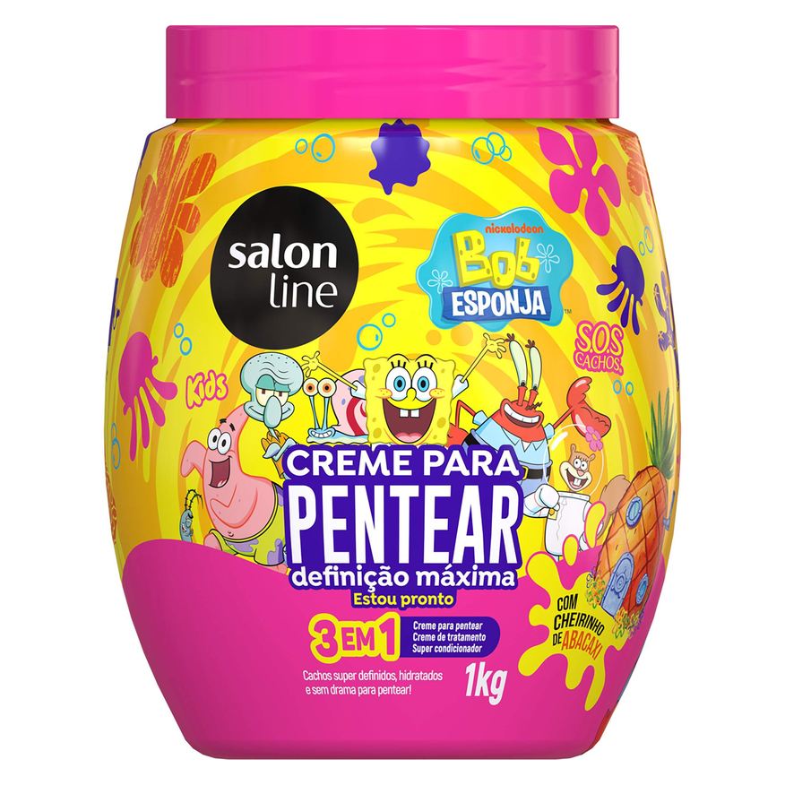 Salon Line Creme Pentear Solon Line Kids Bob Esponja Definição Máxima 3 Em 1 1kg