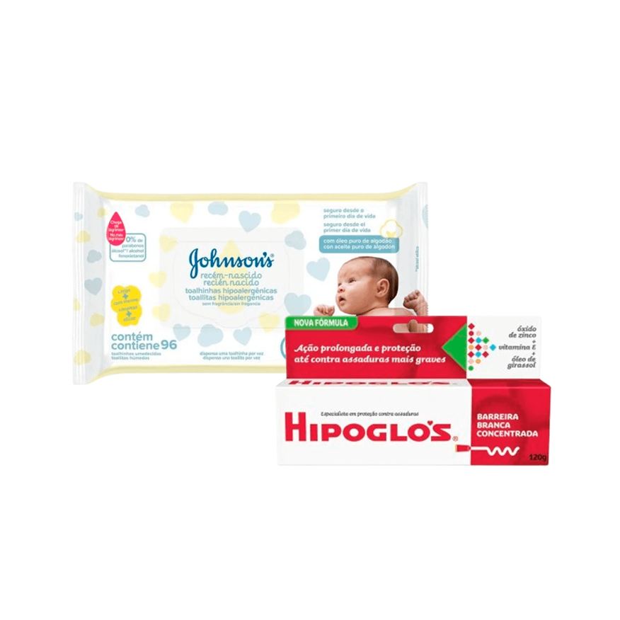 Johnsons Baby Kit Johnson's Baby Lenços Umedecidos Sem Fragrância 96 Unidades + Hipoglós Original Pomada 120g