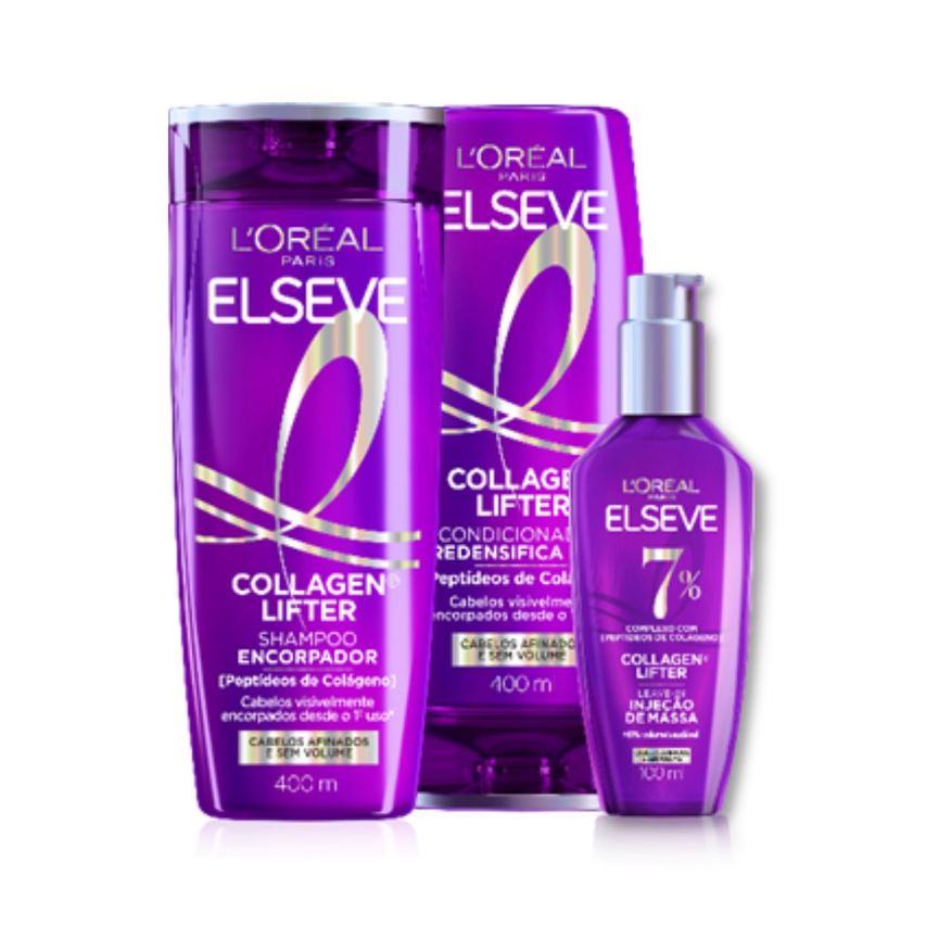 Elseve Kit Colágeno Shampoo 400ml + Condicionador 400ml + Sérum Capilar 100ml