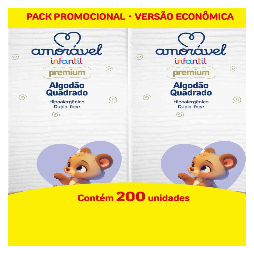 Amoravel Algodao Quadrado 200 Unidades