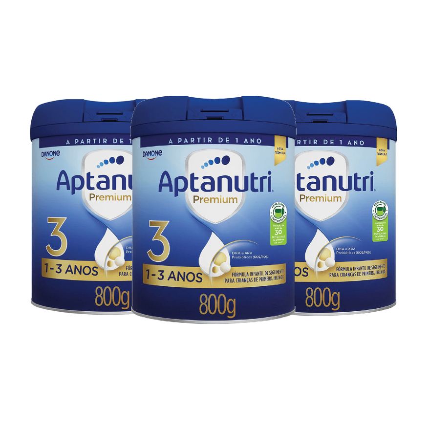 Aptanutri Kit Premium 3 Fórmula Infantil 1 a 3 Anos 800g 3 Unidades