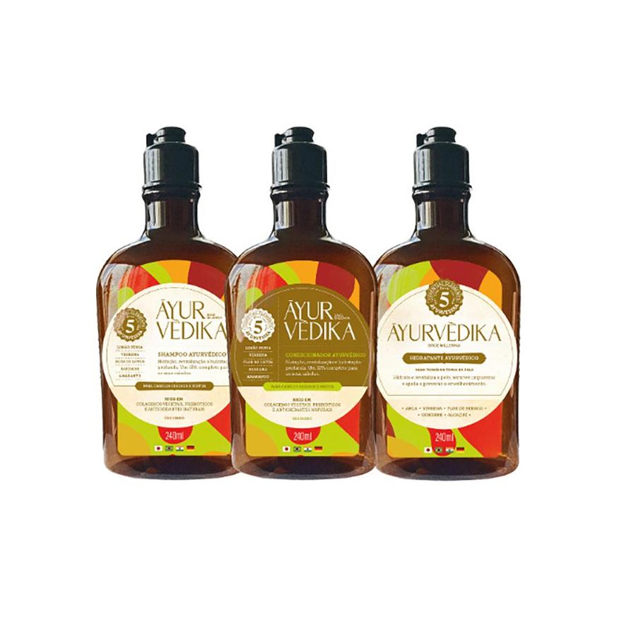 Ayurvédika Kit Ayurvédico com Shampoo + Condicionador + Hidratante 240ml