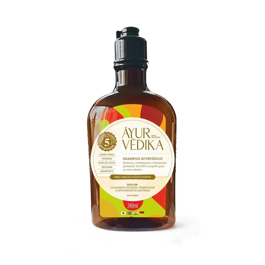 Ayurvédika Shampoo Ayurvédico Cabelos Mistos e Oleosos Nutri e Hidrata