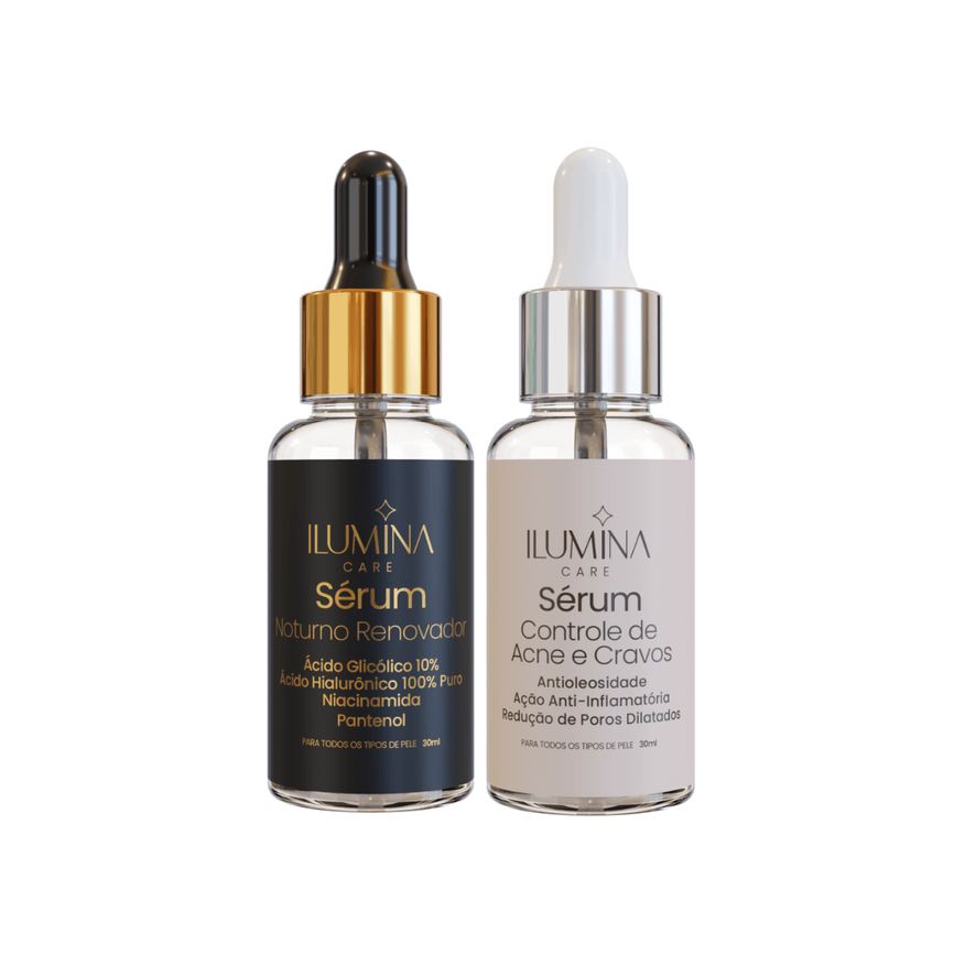 Ilumina Care Kit Sérum Antiacne + Renovador Noturno Uso Diário