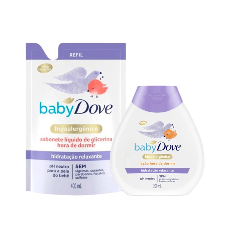 Dove Kit Infantil Hidratação Relaxante Sabonete Líquido Refil 400ml + Loção Hidratante 200ml