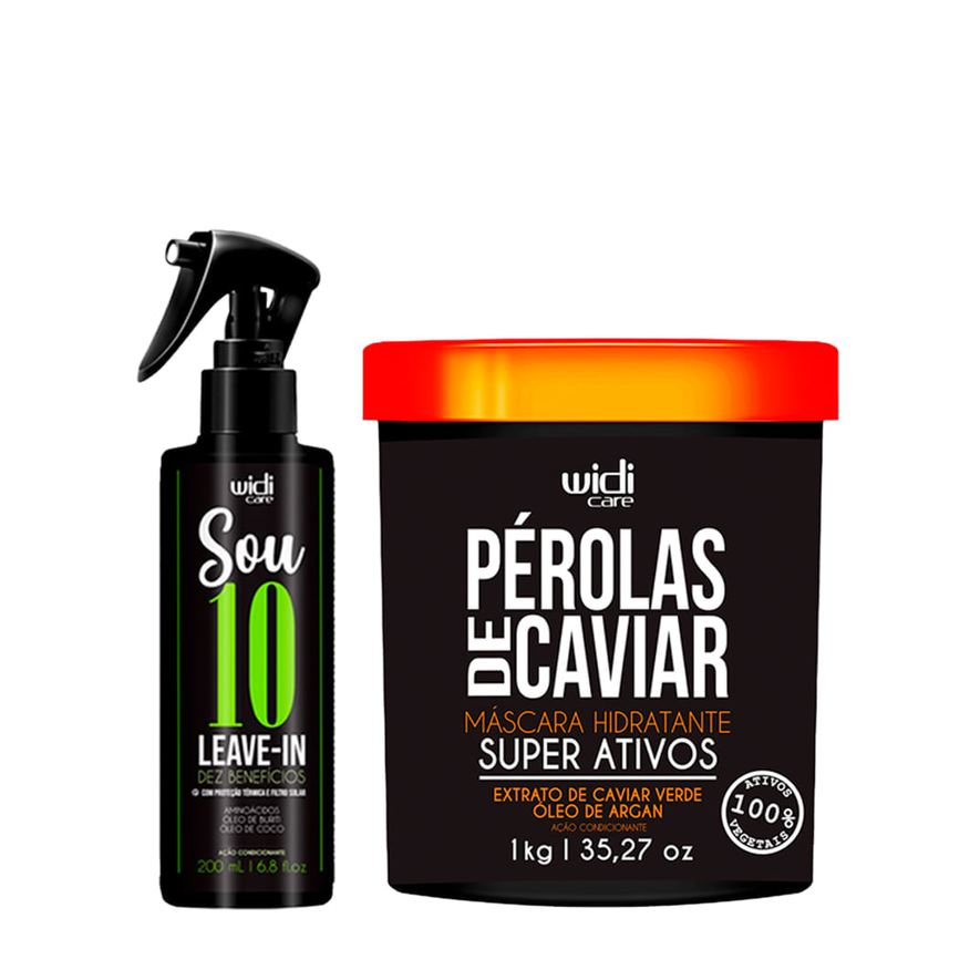 Widi Care Kit Pérolas de Caviar Máscara 1000ml + Leave-In Sou 10 200ml