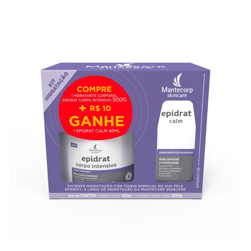 Epidrat Kit Mantecorp Skincare Creme Hidratante Corporal Intensivo 500g + Hidratante Restaurador Calm 40ml
