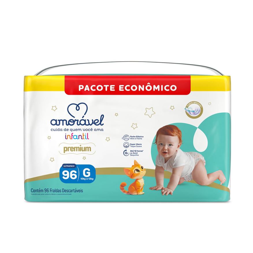 Amoravel Fralda Amorável Premium Ultrapack G 96 Unidades