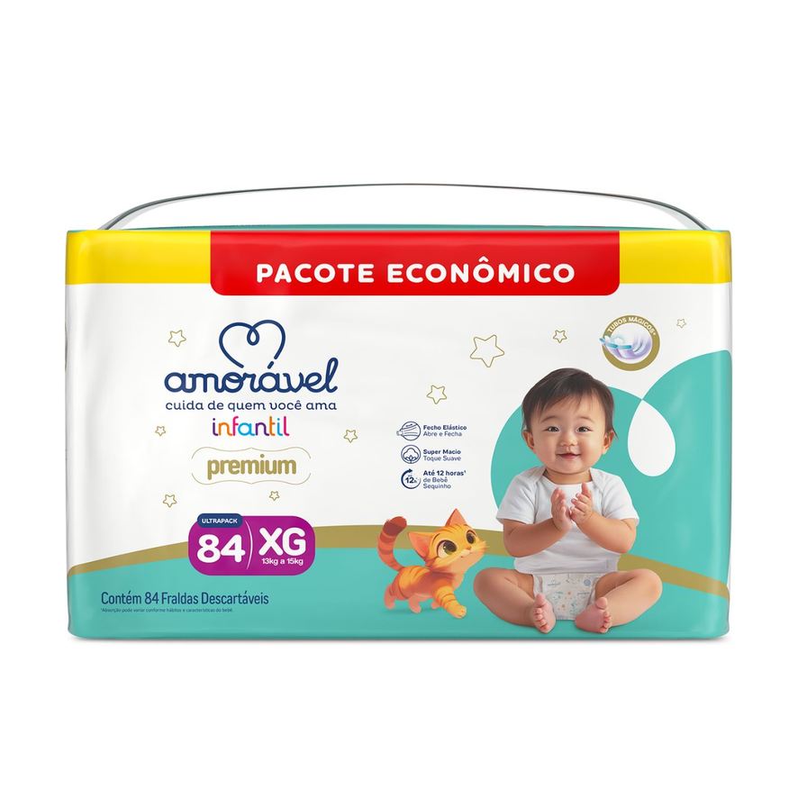 Amoravel Fralda Amorável Premium Ultrapack Xg 84 Unidades