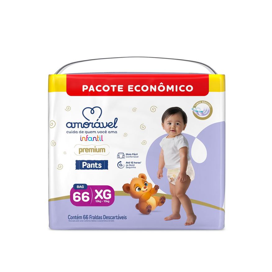 Amoravel Fralda Amorável Pants Ultrabag Xg 66 Unidades