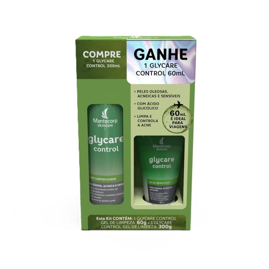 Glycare Kit Mantecorp Skincare Gel De Limpeza Facial Control 300g + Glycare Control 60g