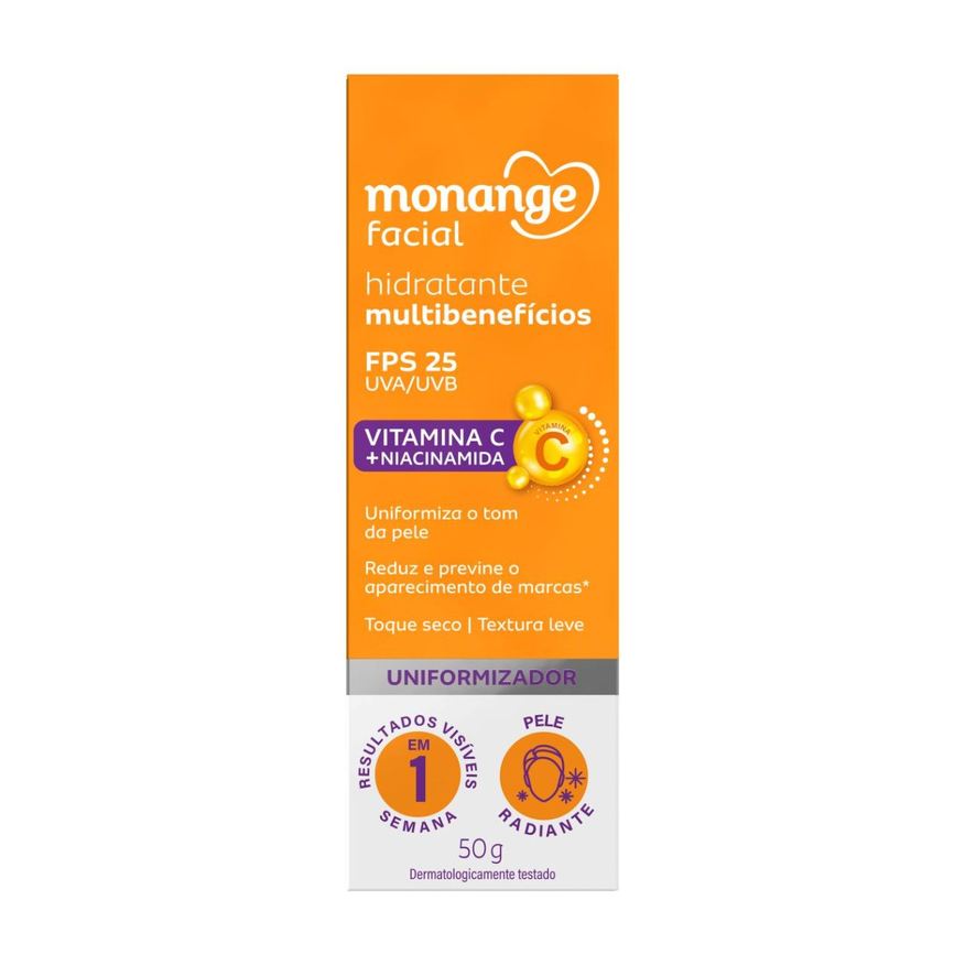 Monange Creme Hidratante Facial Multibenefícios Fps 25 50g