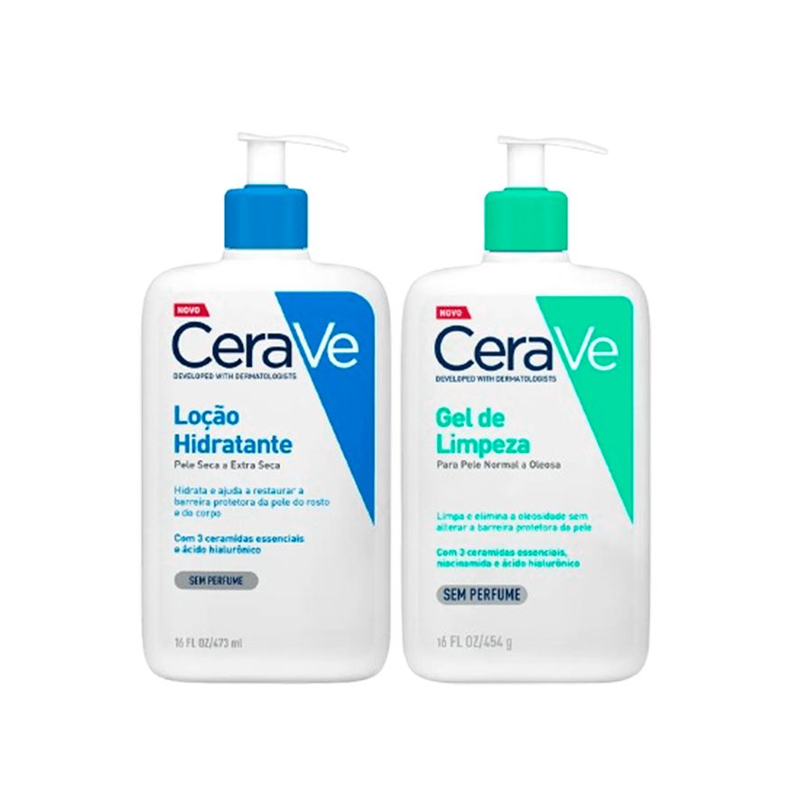 CeraVe Kit Loção Hidratante Corporal 473ml + Gel de Limpeza 454g