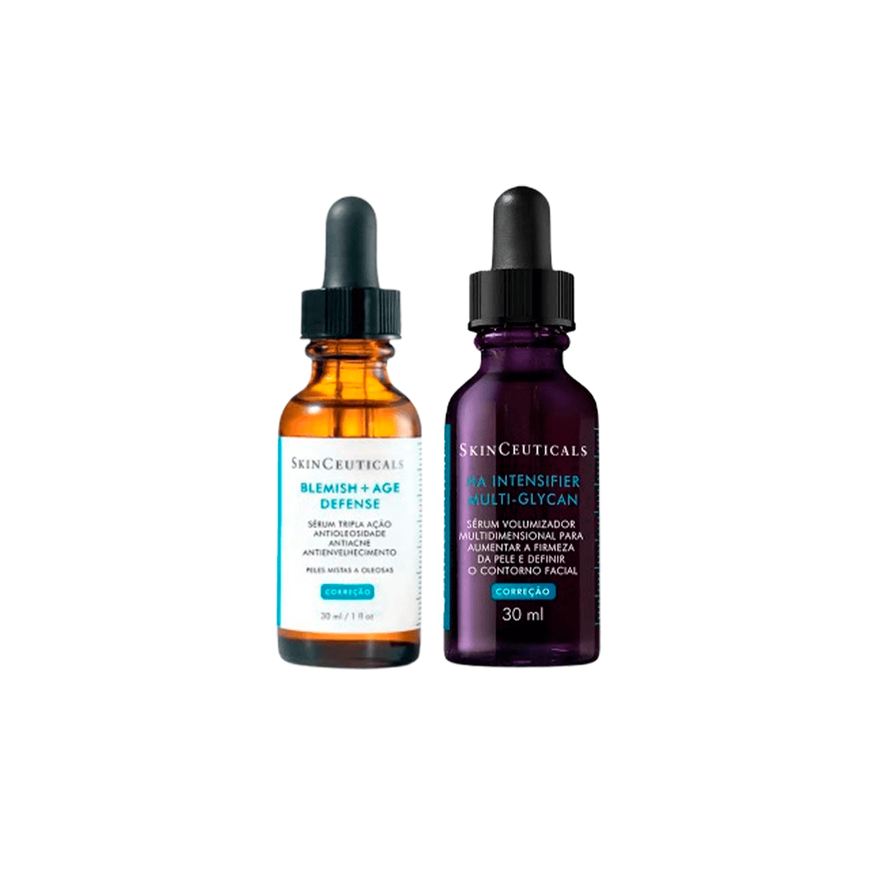 Skinceuticals Kit Sérum Facial Ha Intensifier Multi-Glycan 30ml + Sérum Blemish + Age Defense 30ml