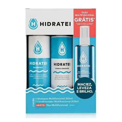 Hidratei Kit Multifuncional Condicionador 200ml + Shampoo 250ml + Oleo Capilar 30ml