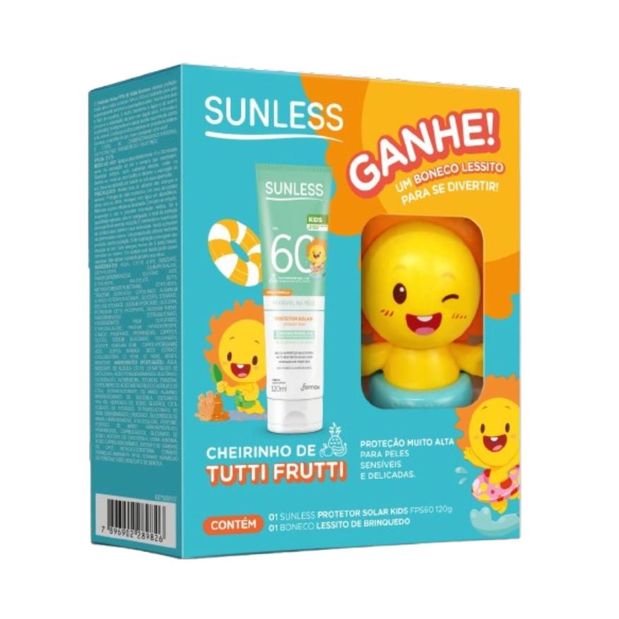 Sunless Kit Protetor Solar Kids Fps60 120ml + Boneco Lessito