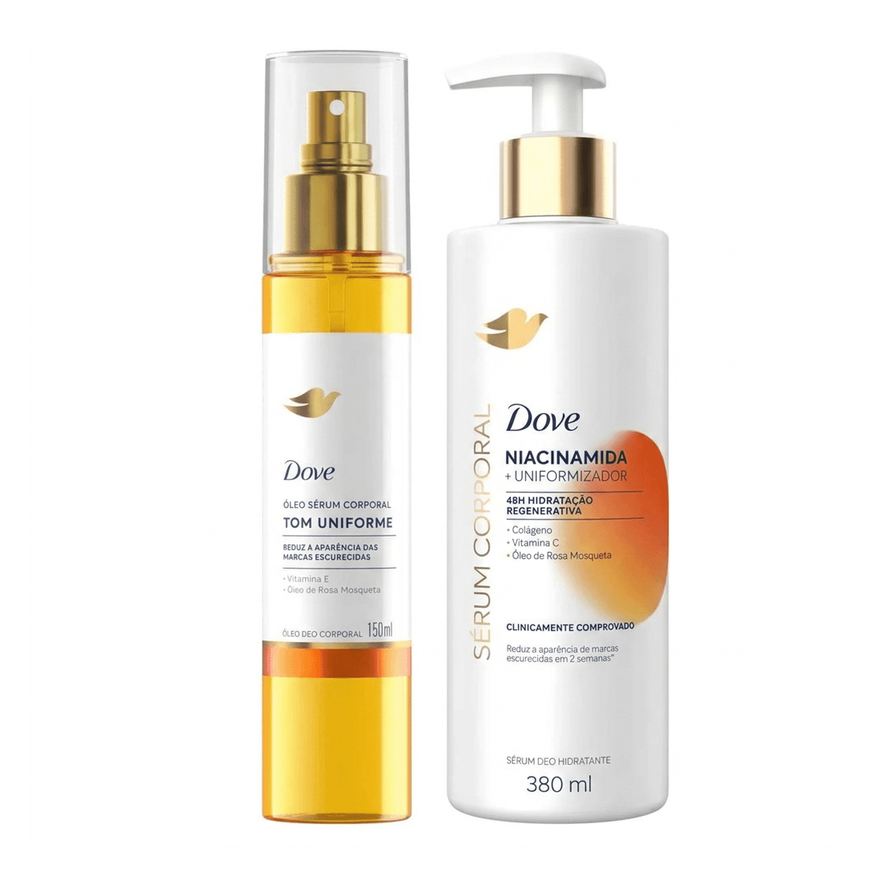 Dove Kit Sérum Corporal Niacinamida 380ml + Óleo Corporal Sérum Tom Uniforme 150ml