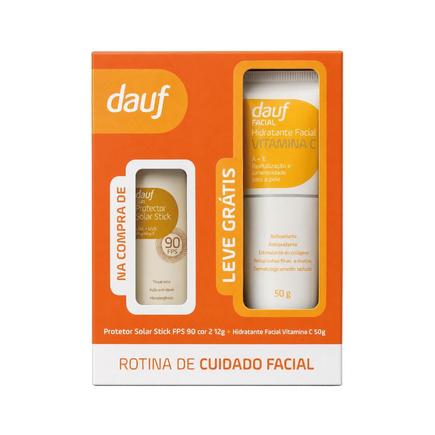 Dauf Kit Hidratante Facial Vitamina C 50g + Protetor Solar Stick Fps90 Cor 2 12g