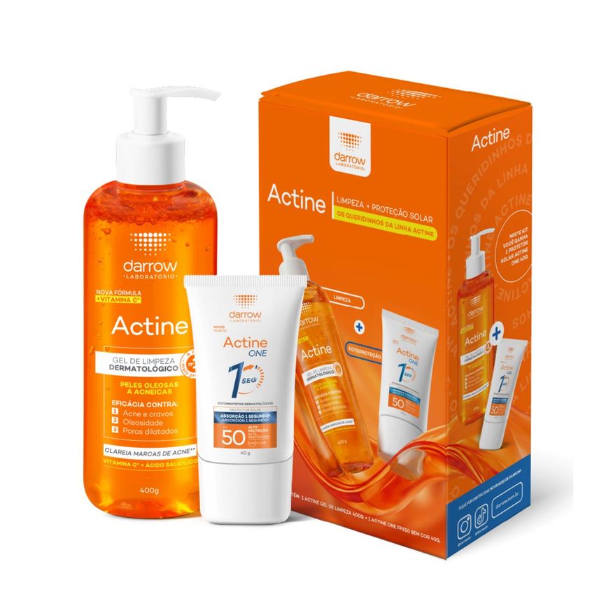 Actine Kit Gel De Limpeza 400g + Protetor Solar Facial Fps50 40g