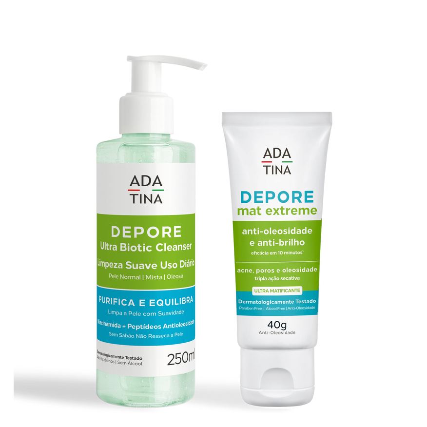 Ada Tina Italy Kit Depore Pele Oleosa Gel Limpeza e Hidratante Matte Ada Tina