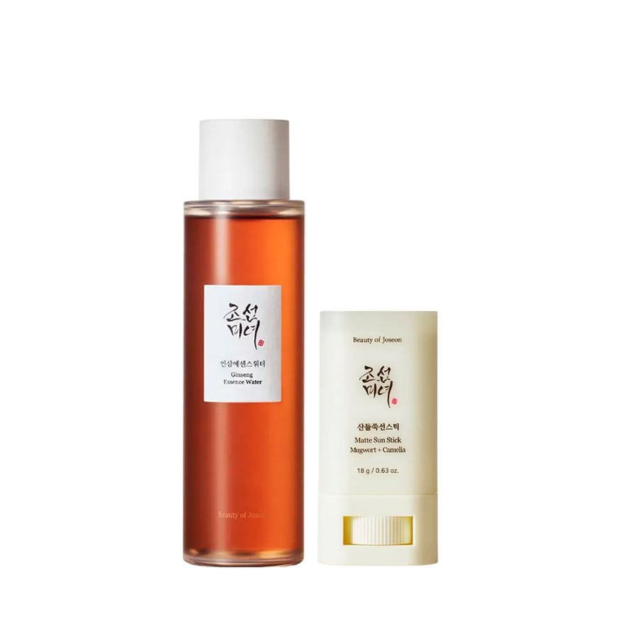 Beauty of Joseon Kit Água de Essência de Ginseng 150ml + Camelia Matte Sun FPS50 Protetor Solar Facial Stick 18g
