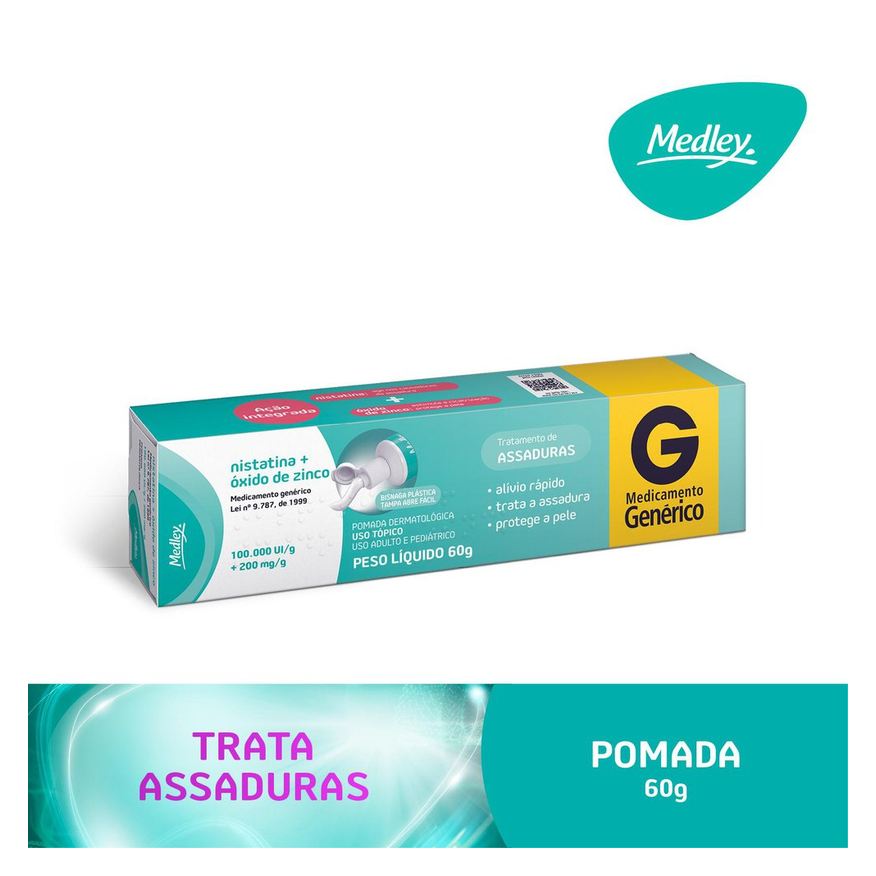 Medley Nistatina 100.000 U.I./g + Óxido de Zinco 200 mg/g Pomada para Assadura 60g Genérico