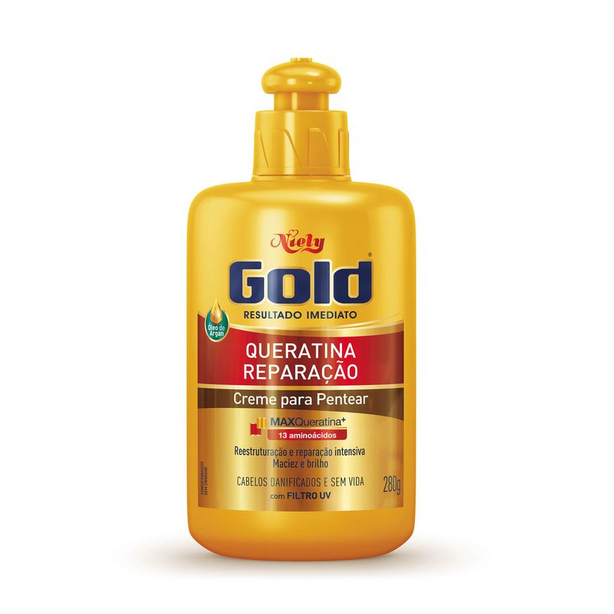 Niely Gold Creme de Pentear Reconstrução Potente Queratina-V e 13 Aminoácidos 250g