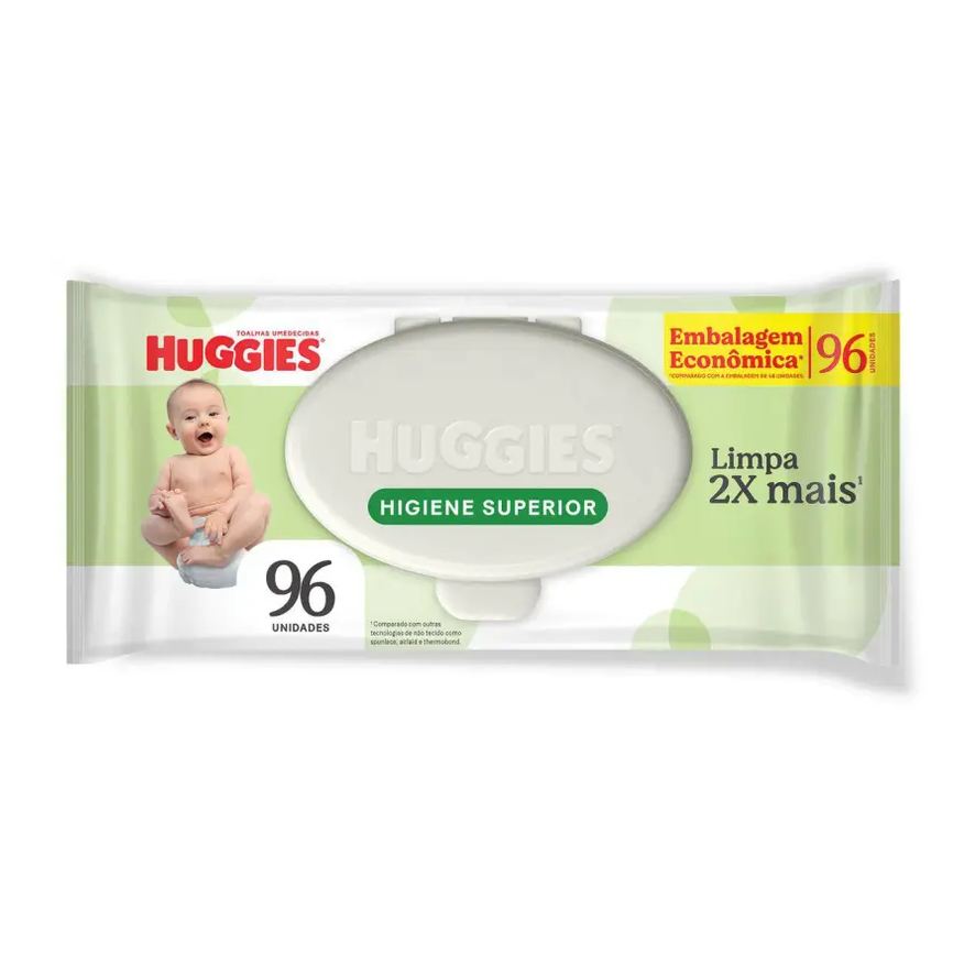 Huggies Lenços Umedecidos Max Clean Higiene Superior Limpam 2x Mais 96 Unidades