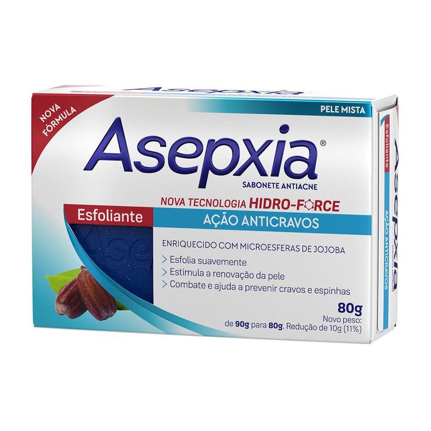Asepxia Sabonete em Barra Facial Esfoliante Antiacne 80g