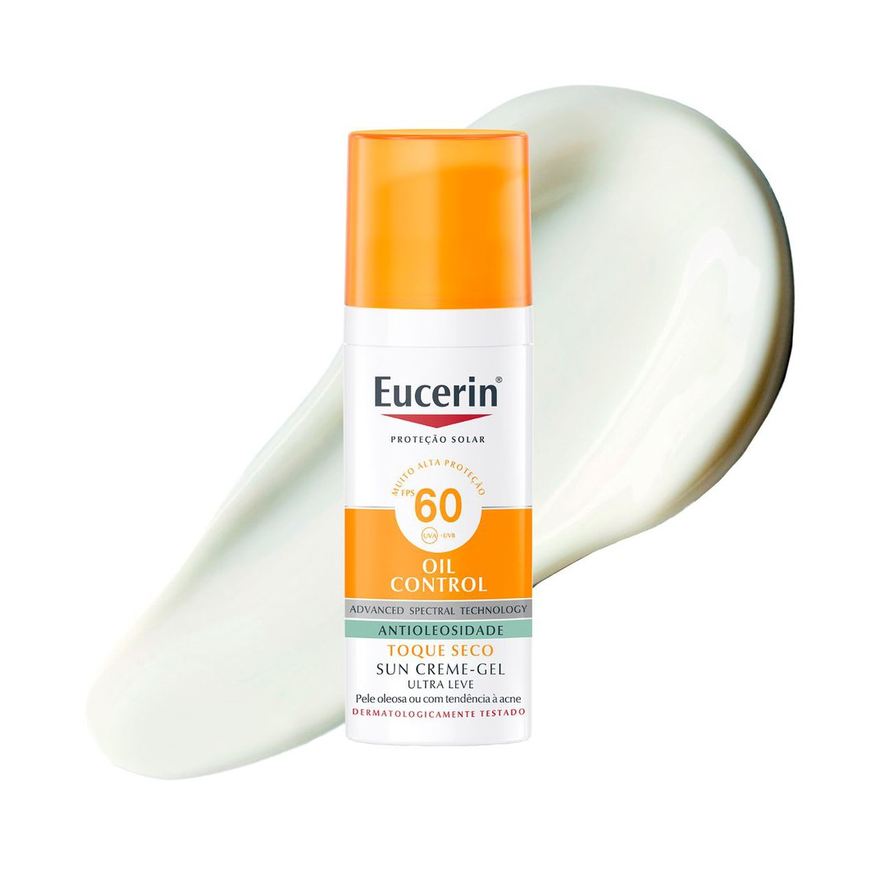 Eucerin Protetor Solar Facial Sun Oil Control FPS60 Toque Seco Gel Creme 52g