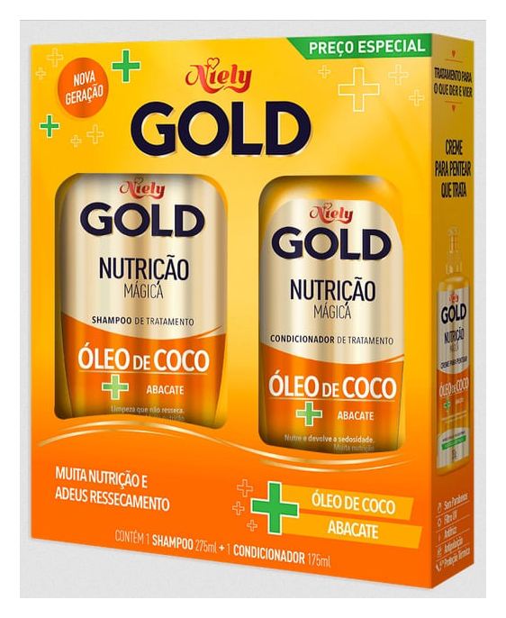 Niely Gold Kit Shampoo Nutrição Poderosa 275ml 1 Unidade + Condicionador Niely Gold Nutrição Poderosa 175ml 1 Unidade