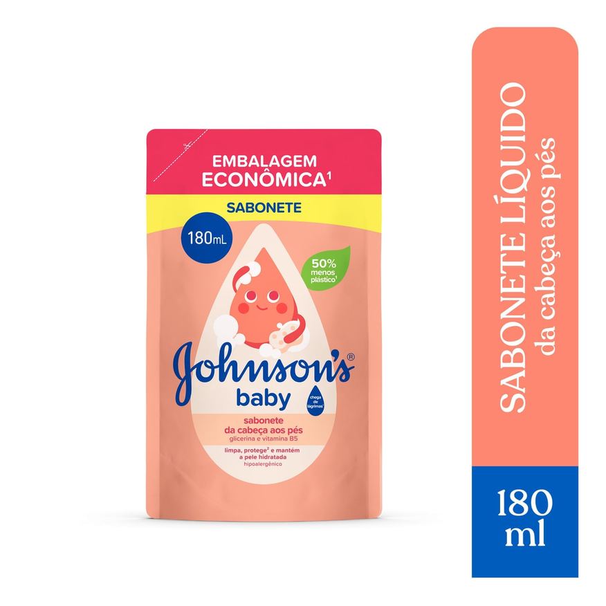 Johnsons Baby Sabonete Líquido Infantil Johnson's Baby Glicerina da Cabeça aos Pés Refil 180ml