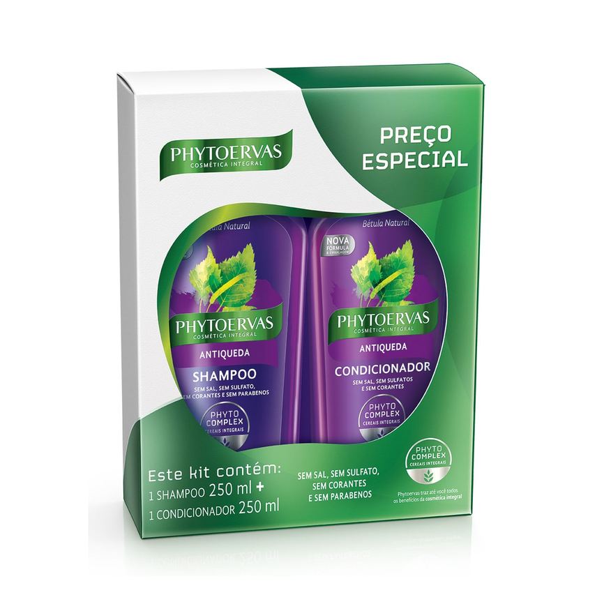 Phytoervas Kit Shampoo Antiqueda 250ml 1 Unidade + Condicionador Phytoervas Antiqueda 250ml 1 Unidade
