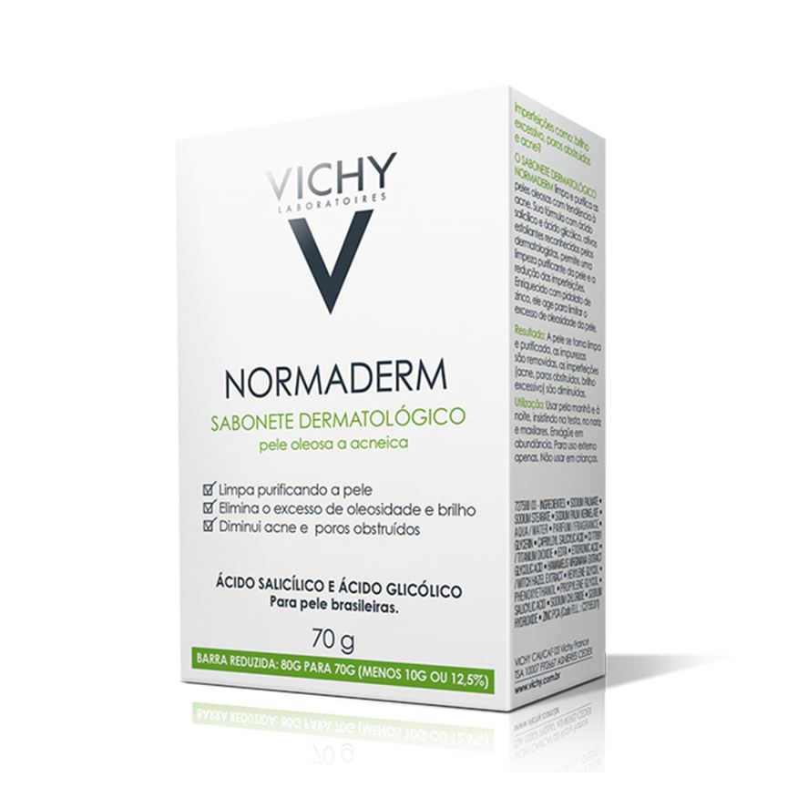 Normaderm Sabonete em Barra Dermatológico Vichy Pele Oleosa e Acneica 70g