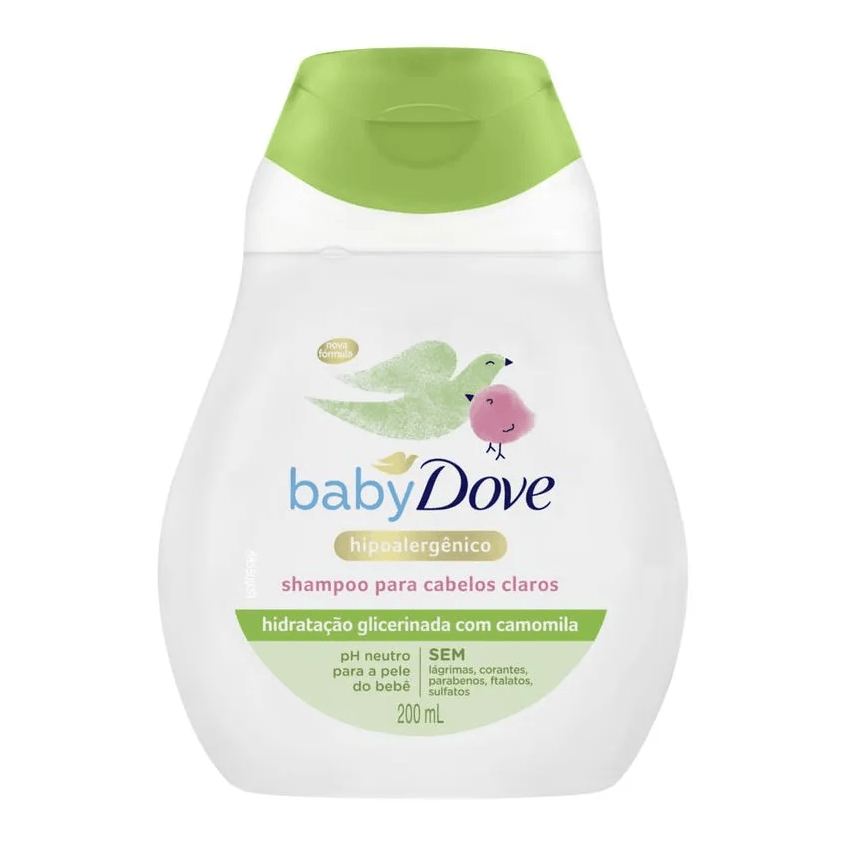 Dove Shampoo Infantil Baby Hidratação Enriquecida Cabelos Claros Camomila Recém-Nascido 200ml