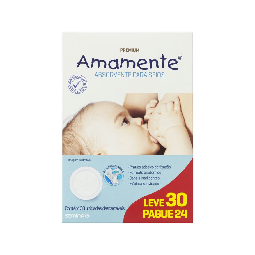 Amamente Absorvente para Seios Descartável Leve 30 Pague 24 30 Unidades