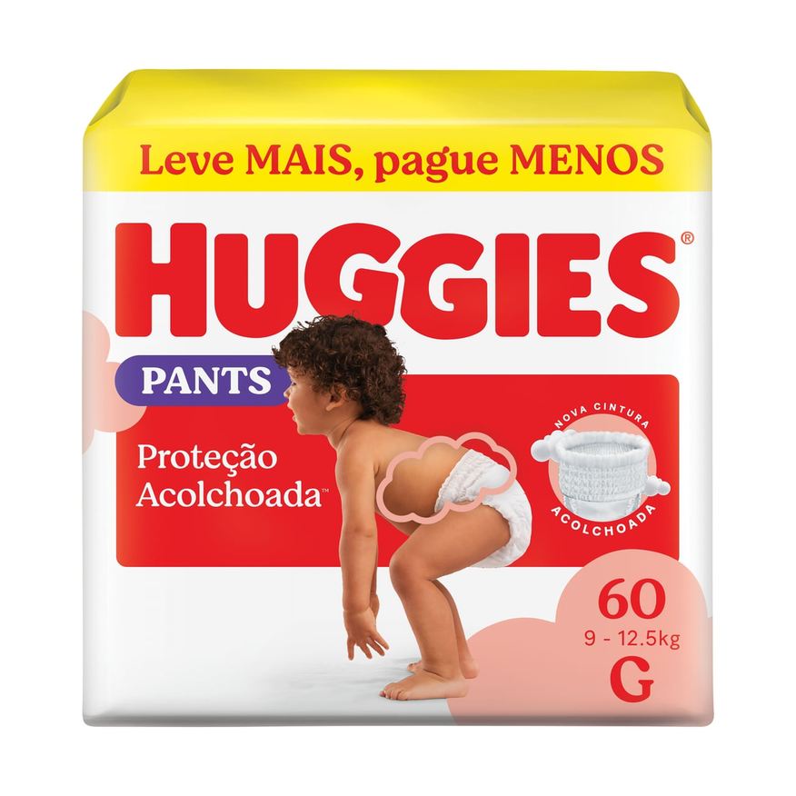 Huggies Fralda Pants Proteção Acolchoada G 60 unidades
