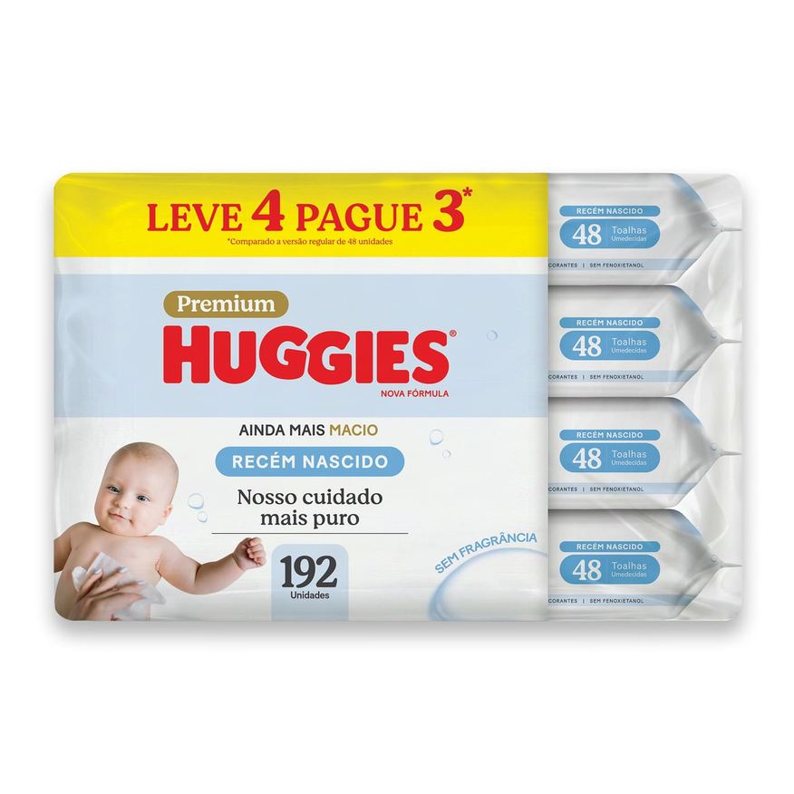 Huggies Lenços Umedecidos Recém-Nascido Sem Fragrância 192 Unidades