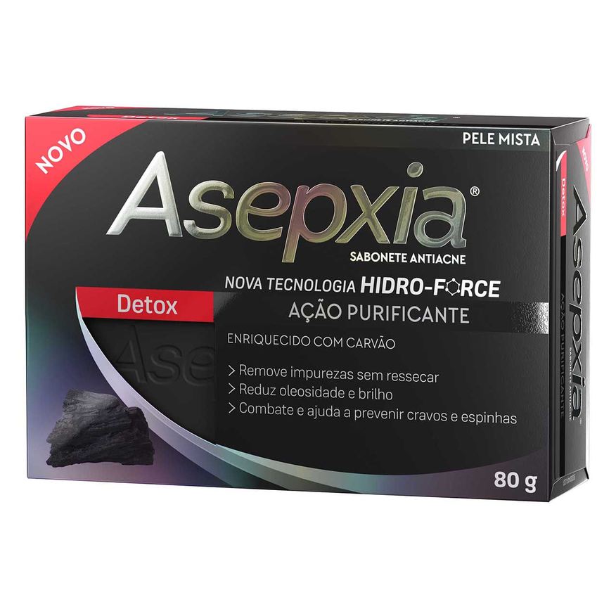 Asepxia Sabonete em Barra Facial Detox Antiacne 80g