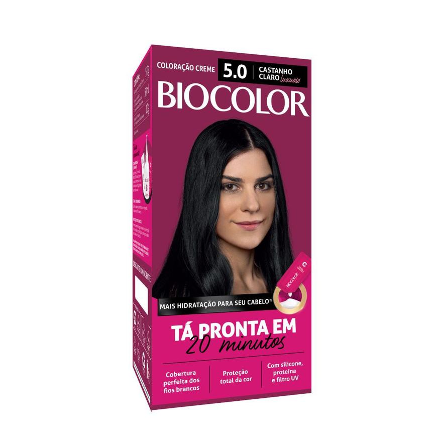 Biocolor Tinta de Cabelo Mini Kit Castanho Claro Luxuoso 5.0