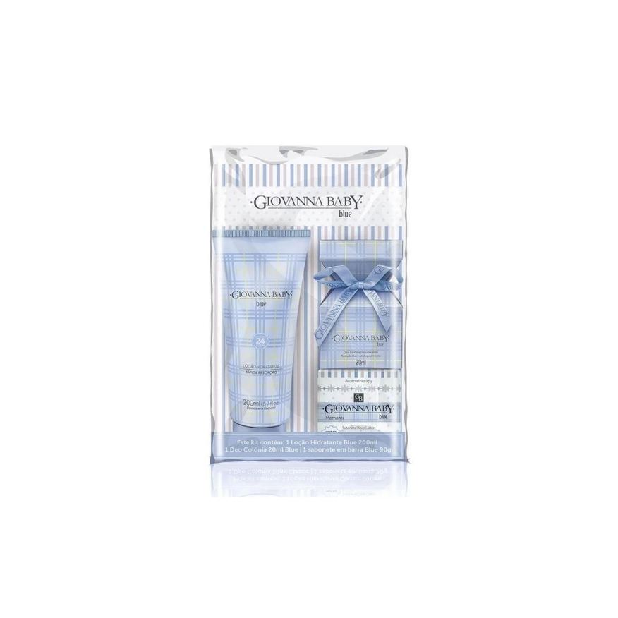 Giovanna Baby Kit Loção Hidratante Blue 200ml 1 Uni + Colônia Blue 20ml 1 Uni + Sabonete em Barra Blue Moments 90g 1 Uni