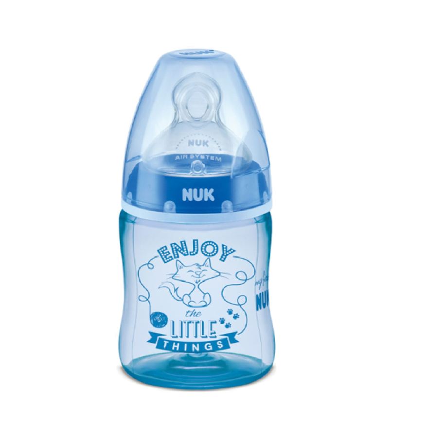 NUK Mamadeira My First +6 meses Anticólica Líquidos Média Consistência Azul 150ml 1 Unidade