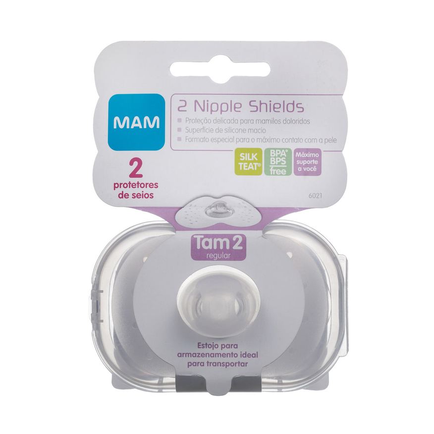 MAM Protetor de Mamilo Nipple Shields Regular Tamanho 2 2 Unidades + Estojo