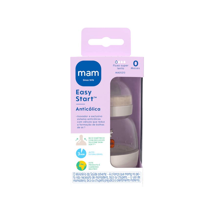 MAM Mamadeira Easy Start Anticólica Recém-Nascido Transparente 130ml 1 Unidade
