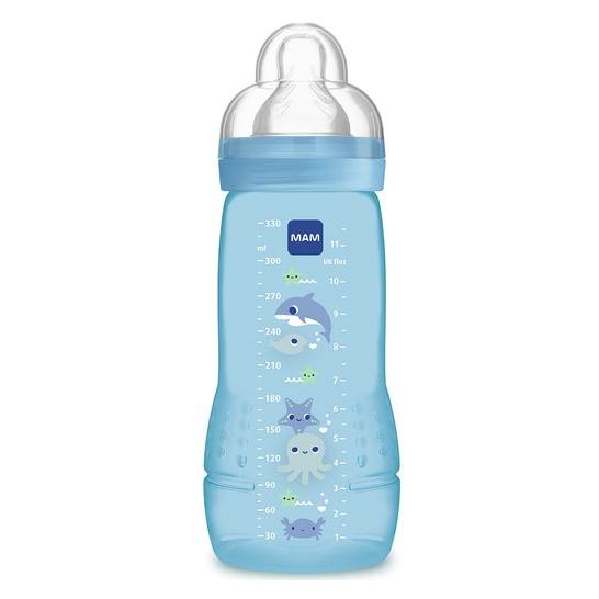 MAM Mamadeira Easy Active Antivazamento Sem BPA +4 meses Azul 330ml 1 Unidade