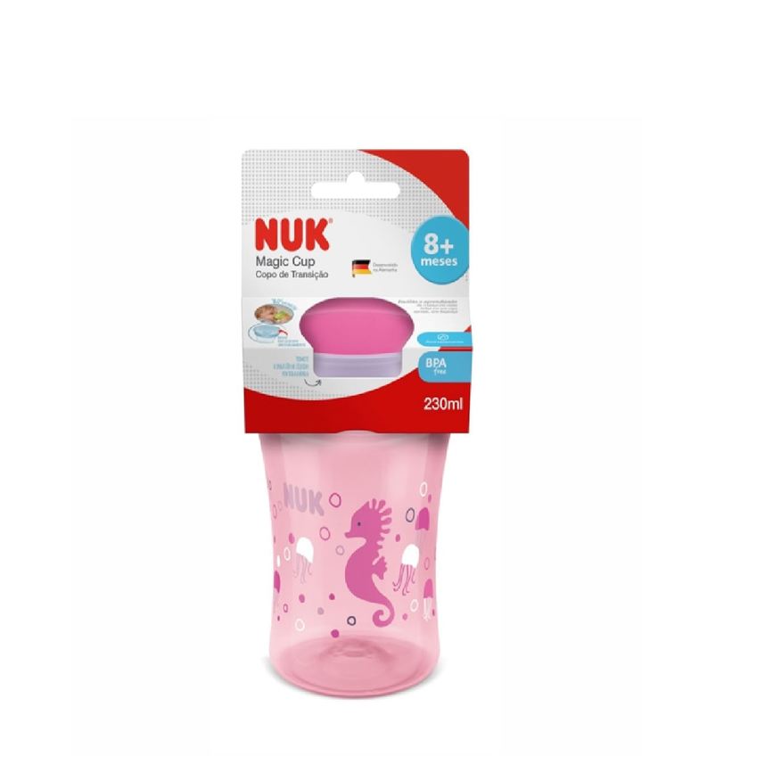 NUK Copo de Transição Evolution Magic Cup 360º +8 meses Antivazamento Rosa 230ml 1 Unidade