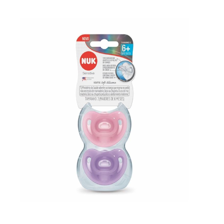 NUK Chupeta Sensitive Soft Oral Fit +6 meses 100% Silicone Rosa Tamanho 2 2 Unidades