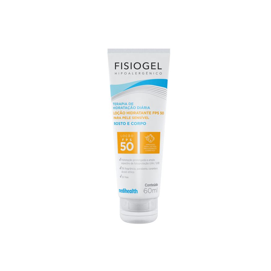Fisiogel Loção Hidratante Hipoalergênico Sem Fragrância FPS50 60ml