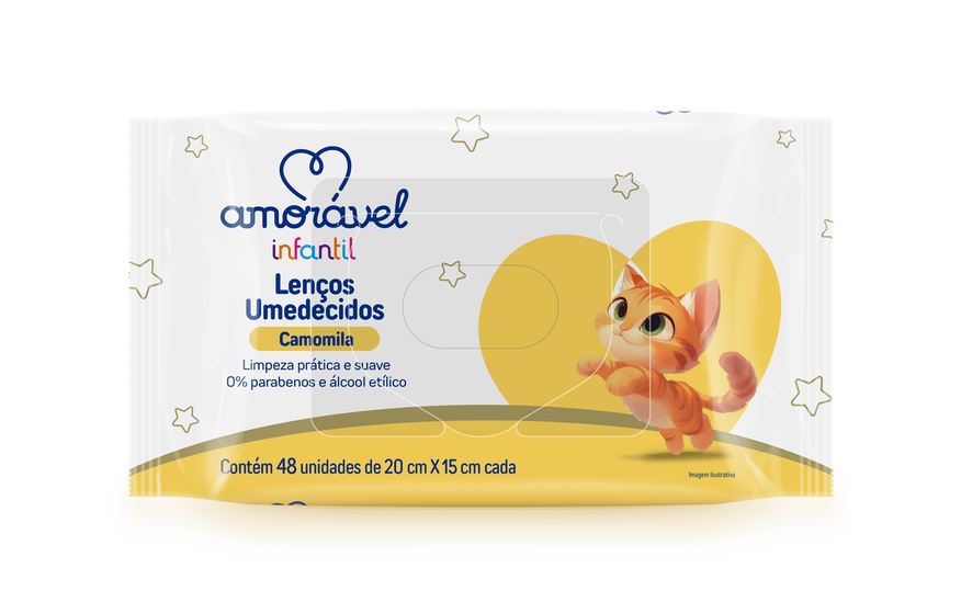 Amoravel Lenços Umedecidos Baby Amorável Camomila 48 Unidades